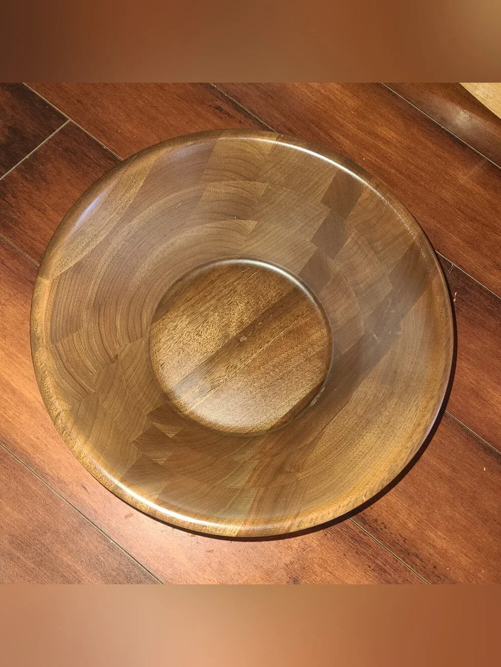 Vintage Mid-Century Quality Heirloom Solid Walnut Wood Salad Bowl 12